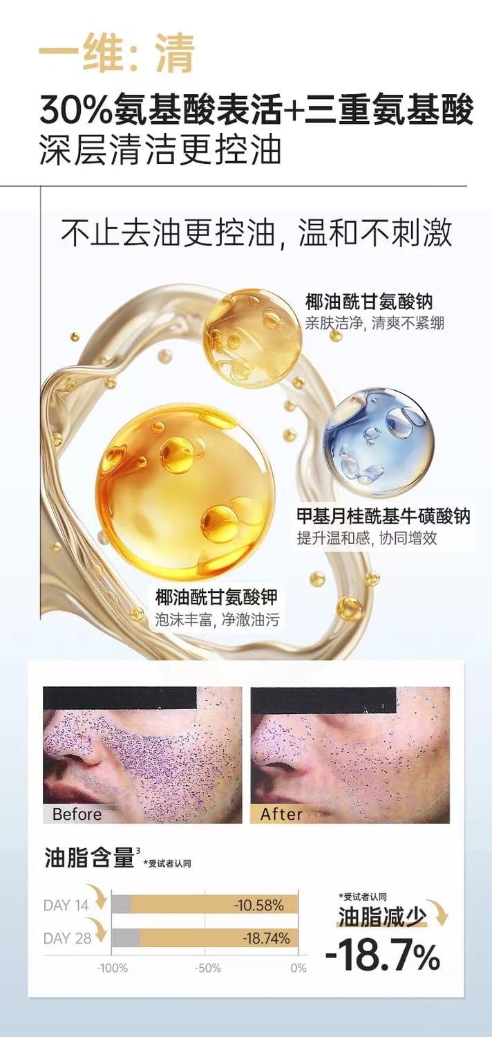 【中國直郵】雪玲妃  小黑管氨基酸洗面奶卸妝二合一潔面乳深層清潔毛孔控油男女 100g