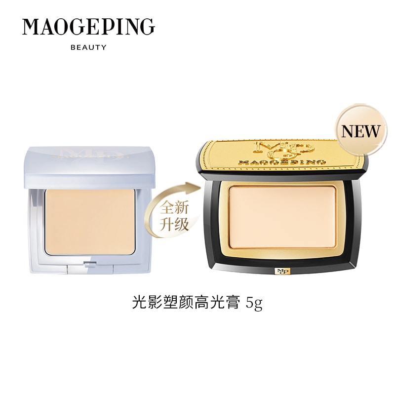 【泪沟神器】MAOGEPING毛戈平 光影塑颜高光粉膏 面部立体修容提亮 遮泪沟法令纹神器 M01 4.5g/5g  赠三角海绵和便携粉底刷 拯救面中凹陷  (产品焕新   新老包装随机发货)