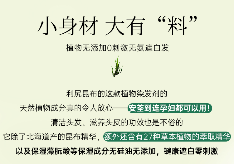 【日本直邮】日本 利尻昆布 无添加 植物染发洗发水 无硅油 黑色 洗染一体2合1 补色染发