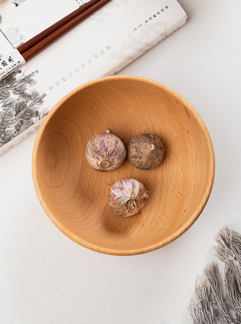  素觅 MUJI风【饭碗汤碗12cm】 整木制手工打磨  日式木制  品质生活