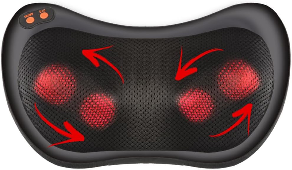 電動頸部和背部按摩器,按摩靠枕帶深層組織按摩和熱療功能,背部頸部肩部多位置按摩放鬆,最佳禮物,美國倉庫發貨,一件包郵