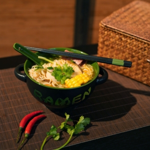 ceramic ramen bowl, large ramen bowl, japanese dish set, ramen noodle bowl set, udon noodle bowl,