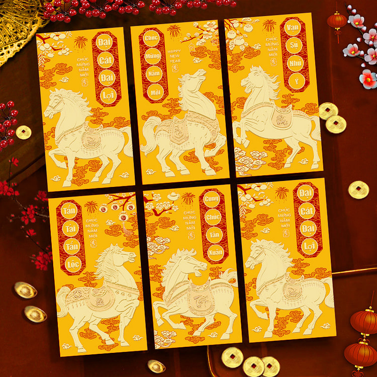 2026马年新年红包 越南文F款 6枚 1 份