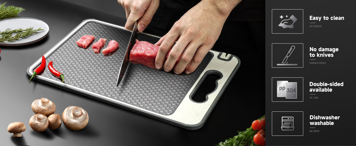 Stainless Steel Cutting Board, Double Sided Chopping Board for Kitchen
