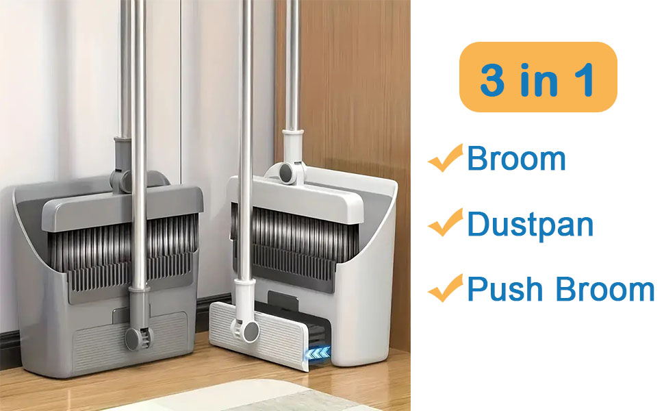 broom, broom with dustpan combo set, broom and dustpan set, cleaning tool, dust pan, broom set