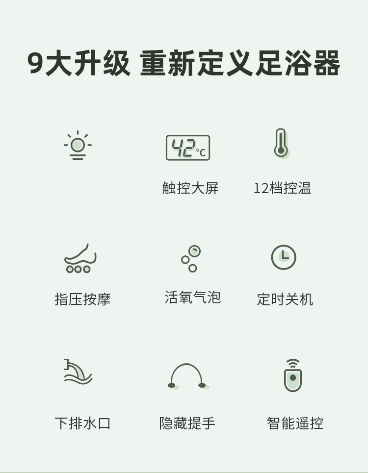 佰凌科 可折疊足部水療按摩儀電動足浴盆 泡腳桶 【送艾葉泡腳包】 清晰觸控螢幕 足底穴位按摩滾輪 35-46度共12檔溫度調節帶時間提醒功能