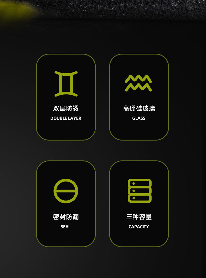 明霞 雙層玻璃水杯便攜透明帶蓋耐高溫綠茶杯300ML