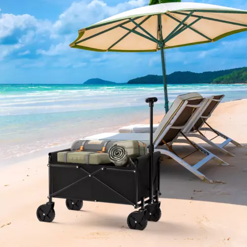 Small Collapsible Folding Wagon Beach Wagon Cart Heavy Duty Utility Grocery Cart - Picture 5 of 9