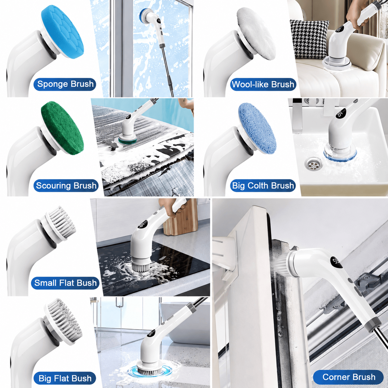 4 Heads Electric Spin Scrubber Cordless Bathtub Power Scrubber Rechargeable US