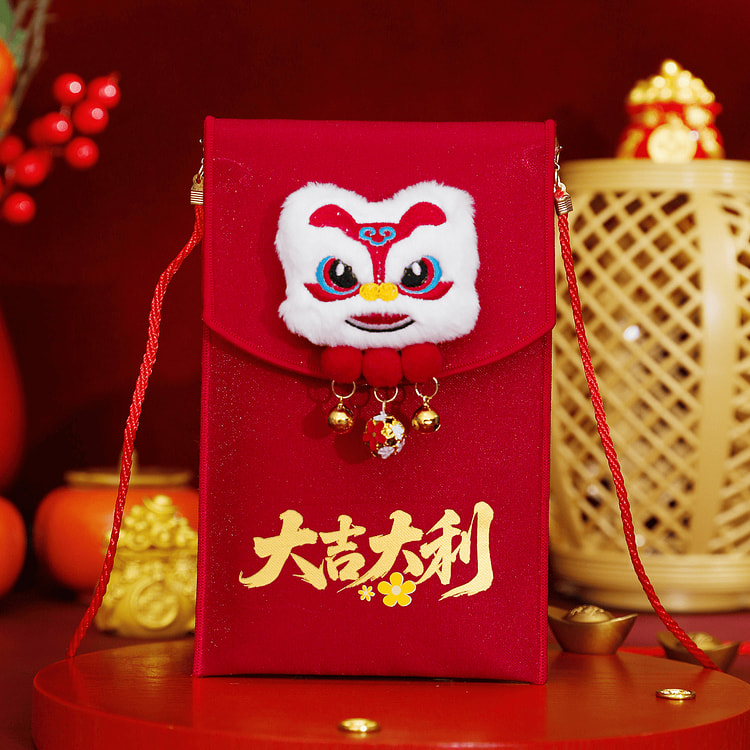 2026马年红包醒狮背带挂绳布艺包 大吉大利 1 份