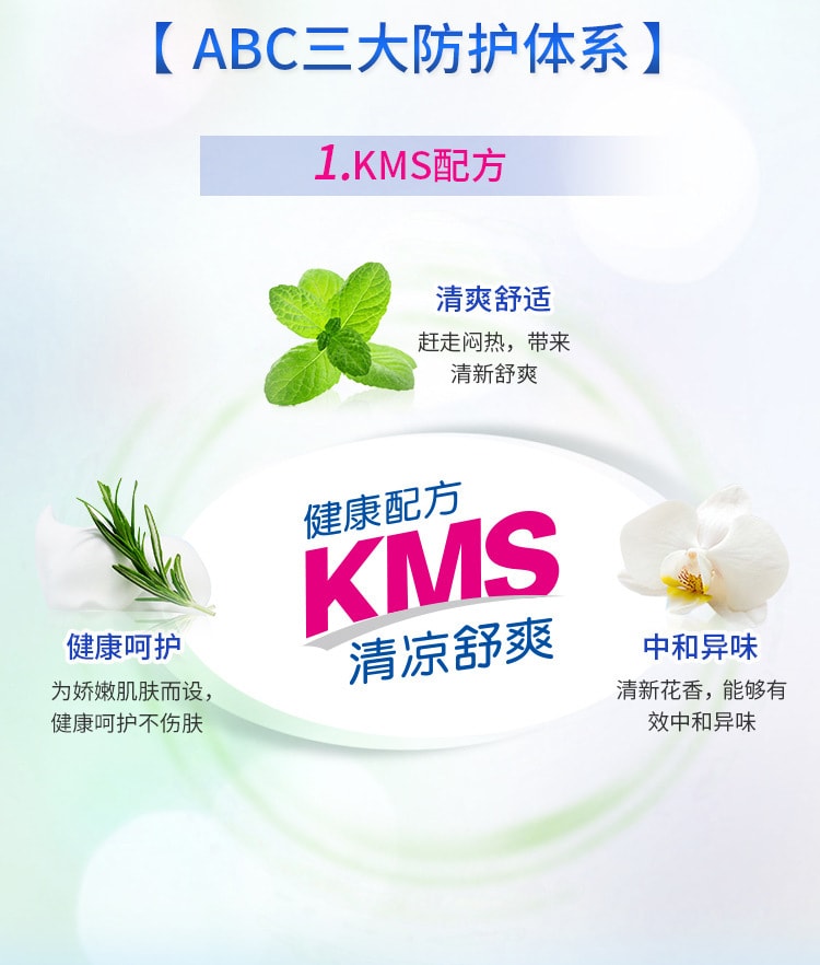 【中國直郵】ABC  纖薄棉柔夜用衛生巾280mm排溼表層含KMS配方K12   8片/包