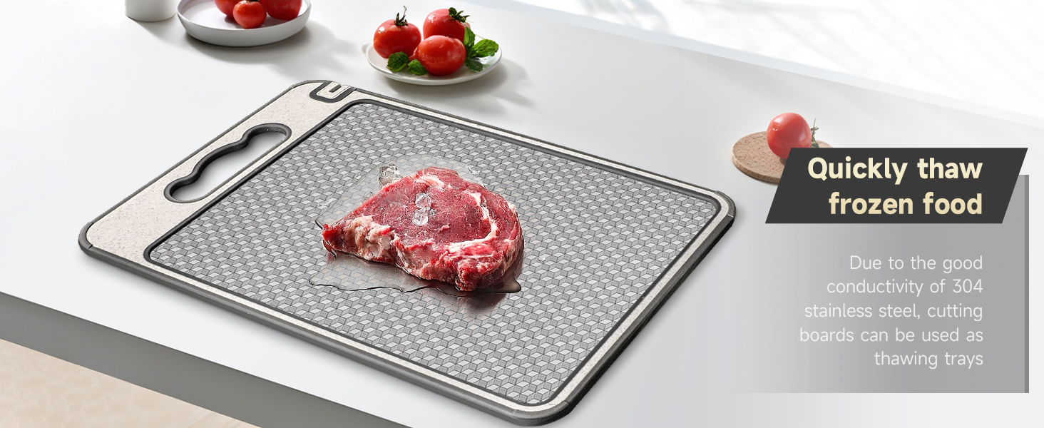 Stainless Steel Cutting Board, Double Sided Chopping Board for Kitchen