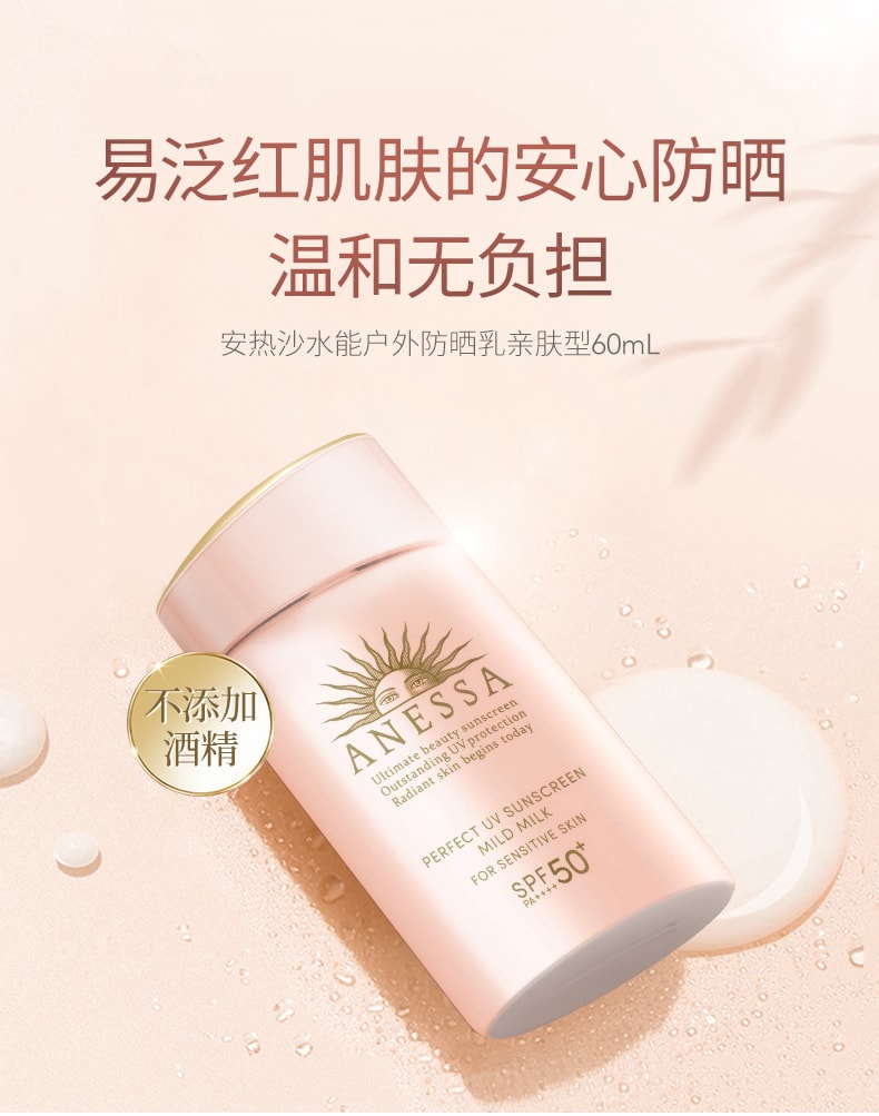 【日本直郵】日本 SHISEIDO資生堂 安耐曬 Anessa 敏感肌 粉金瓶防曬霜 2024最新款 60ml