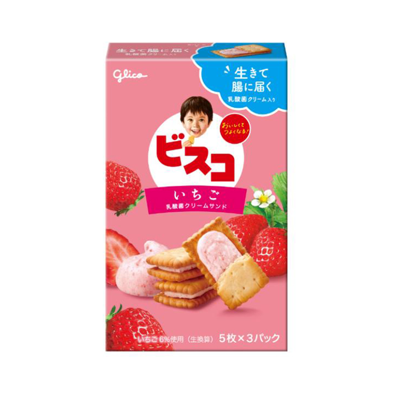 江崎グリコ ビスコ いちご 15枚 1 個 - Weee!