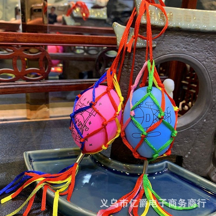 端午节立夏手工编织蛋兜扁绳蛋网五彩袋子2个