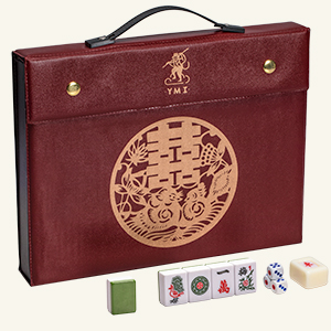 Professional Chinese Mahjong Game Set, “Double Happiness” (Green) - 146 Medium Size Tiles 