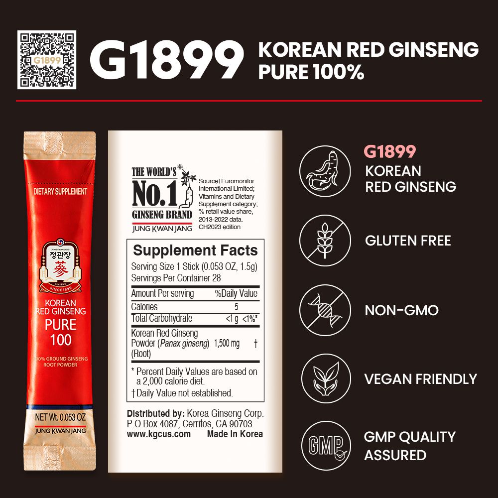 纯100韩国红参根粉JungKwanJang