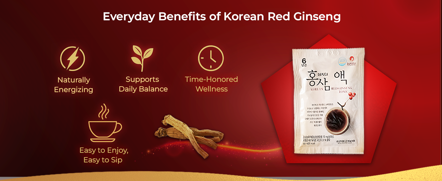 6-year-grown Korean red ginseng roots used for high-quality tonic