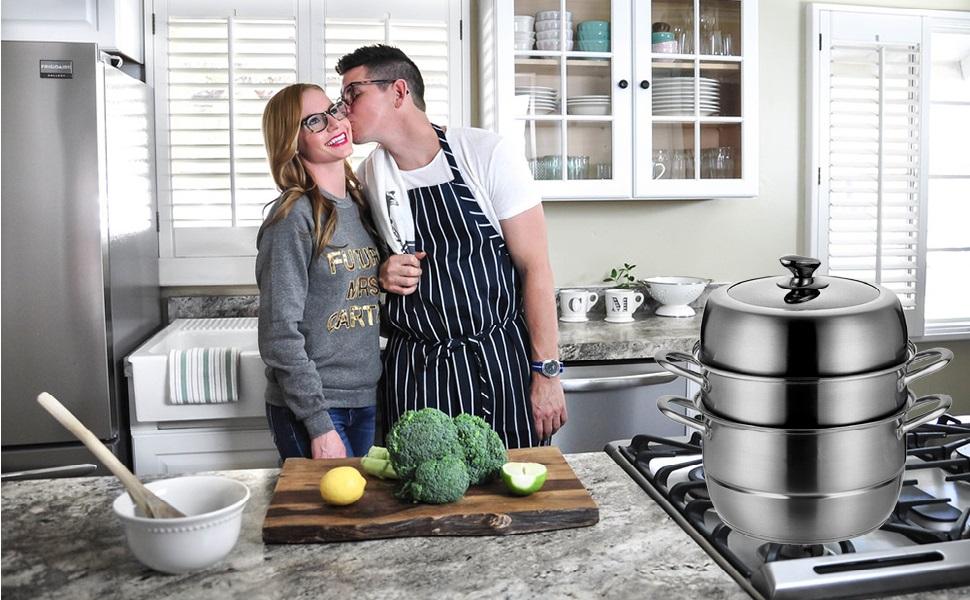 Steamer Pot Stainless Steel 3Tier - 28cm Steamer Pot