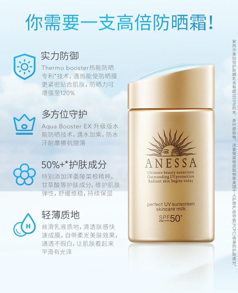 [2024 升級新版] 日本SHISEIDO資生堂 ANESSA安耐曬 UV護膚乳防曬霜 小金瓶 60ml 2/21發售