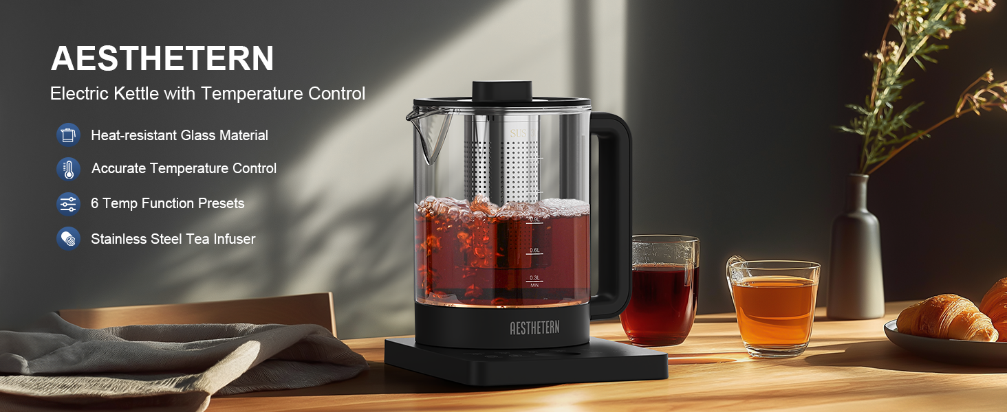 Electric kettle with temperature