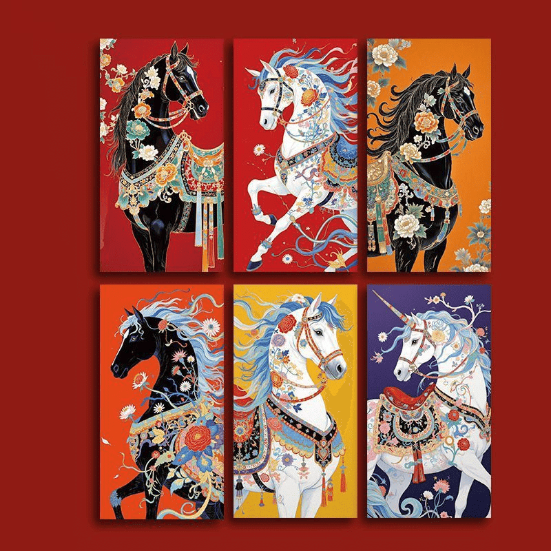 2026 Year of Horse Cartoon Red Envelopes (6 pcs) 1 each