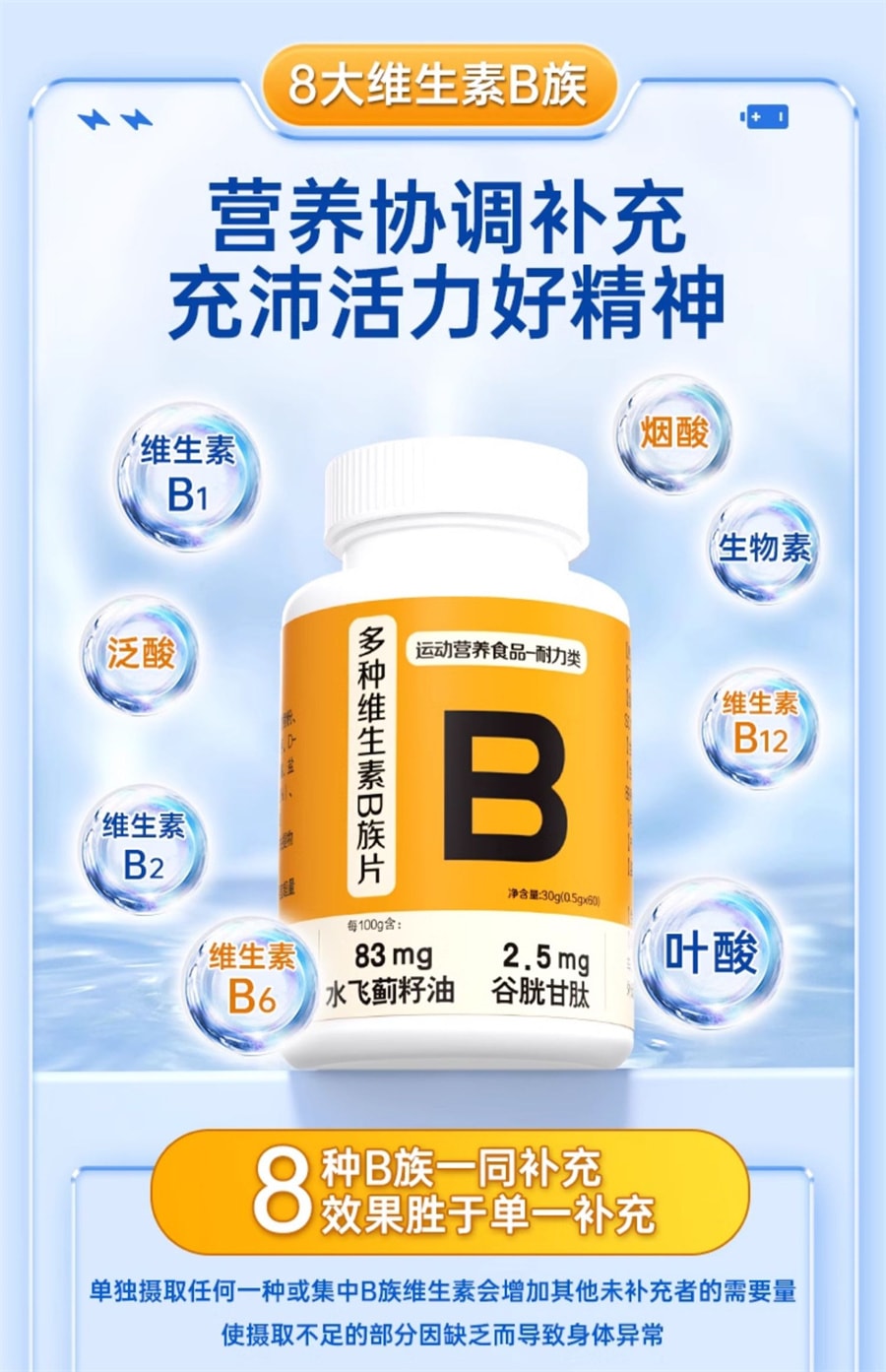 【中国直邮】仁和 维生素B族维生素片vb多种复合维生素b1b2b6 b12男女 60片