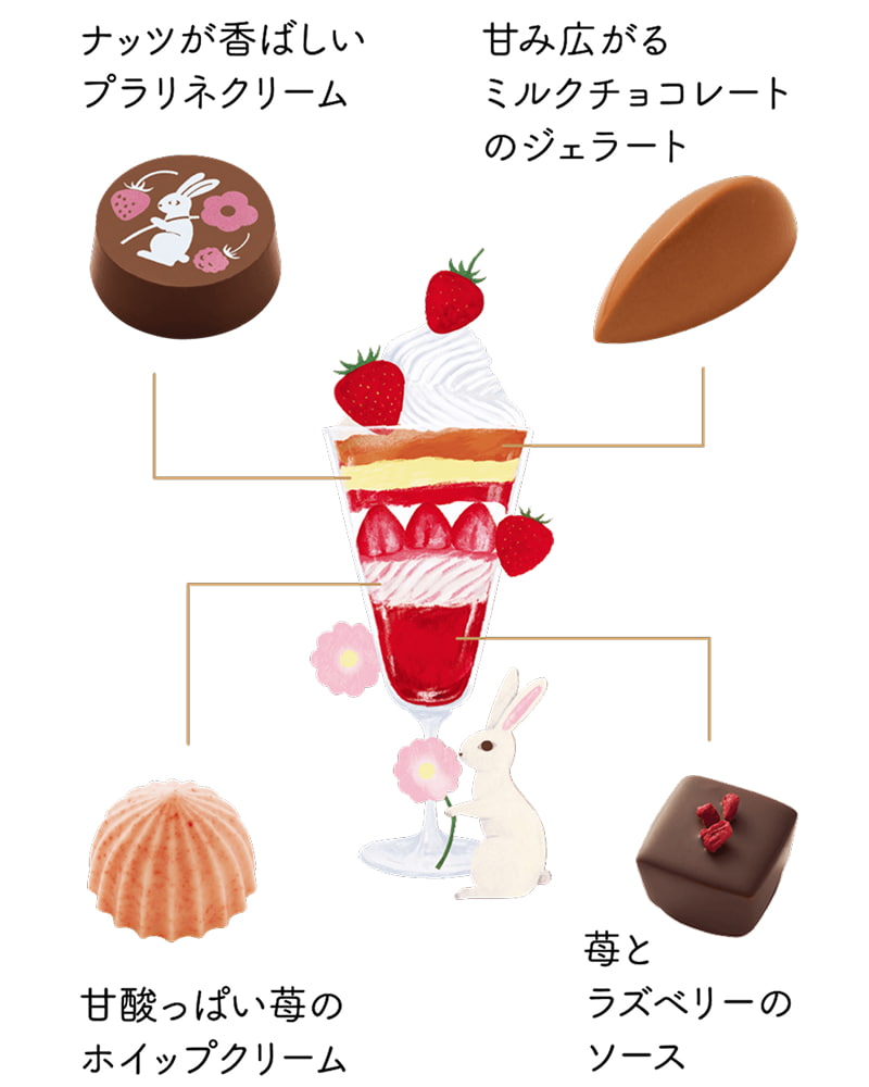 いちごパフェ☆様 　うさちゃん　薔薇 レース　【４個セット】 実りのパルフェ （花摘みうさぎといちごのパルフェ） 4個入 1 箱 - Weee!
