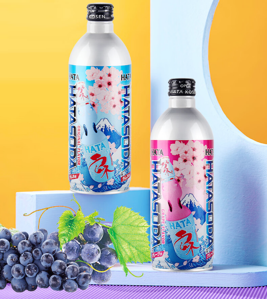 Hada Hata 日本碳酸饮料 500ml,原味葡萄味软饮料批发异国情调饮料