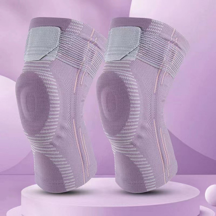Một cặp dây chằng bảo vệ đầu gối thể thao màu tím 1 phần