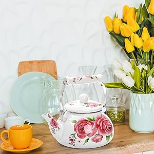 vintage tea kettle   Floral tea kettle pot   small tea kettle pot