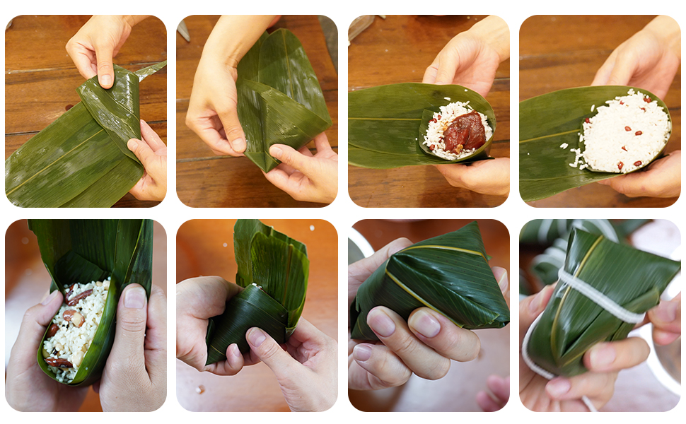Illustration of wrapping zongzi