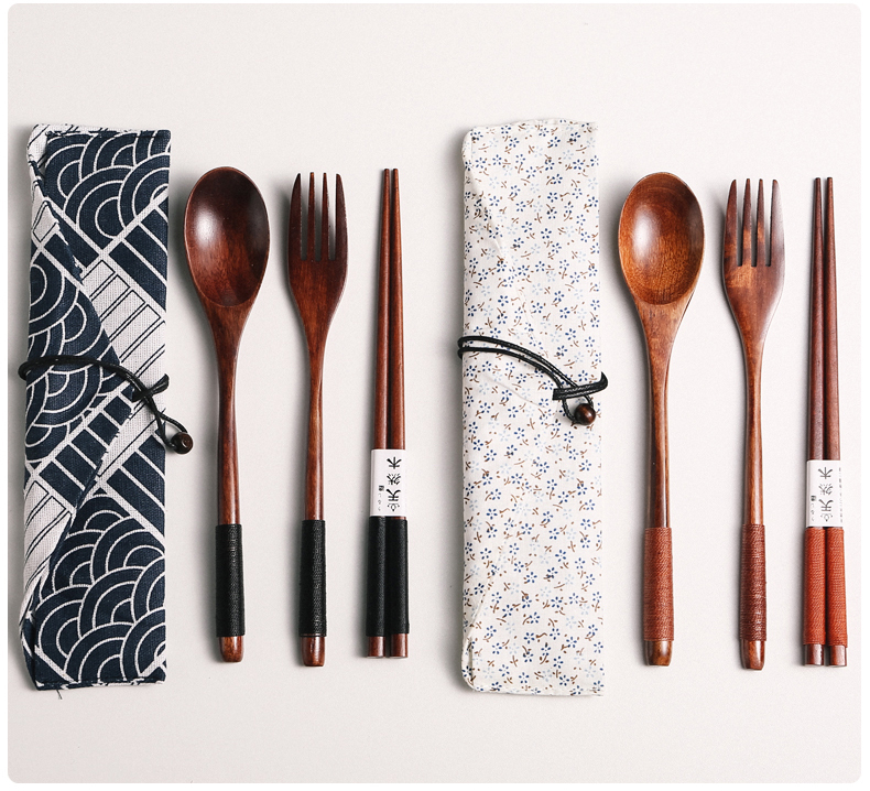 SUMI Artisan-Crafted  Wood Chopsticks & Spoon 2 Packs