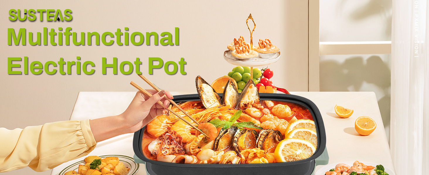 Get 2 in 1 Electric HotPot with Removable Grill Pan Delivered
