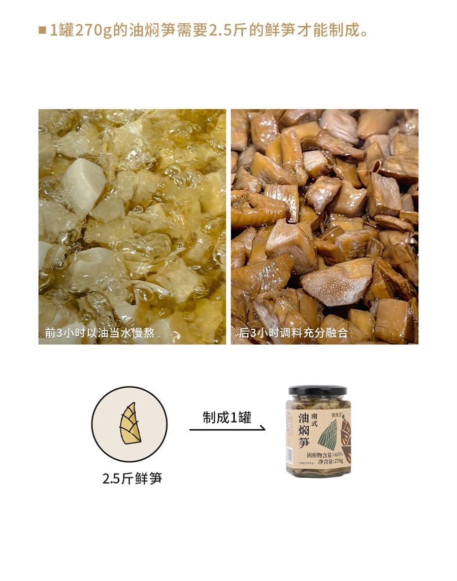 【中國直郵】 南食召 南式油燜筍 春筍上品黃泥拱·脆嫩肥甘 寧波奉化油燜筍270g/瓶