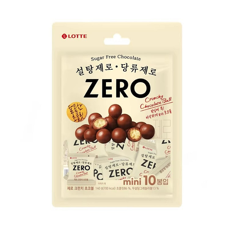 韩国进口乐天ZERO零糖巧克力豆无糖夹心糖果 140 克