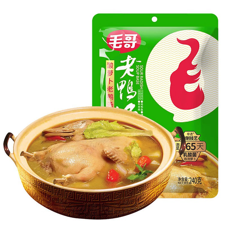 毛哥 酸萝卜老鸭汤炖料 清汤火锅底料方便调味料酸汤 240 克