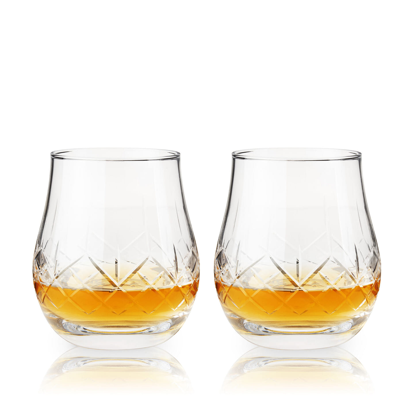 Viski Admiral Heavyweight Bourbon Glasses – Crystal Lowball Etched Cocktail Glasses, Whiskey Glass Gift Set of 2 – 11 Ounces 11 oz