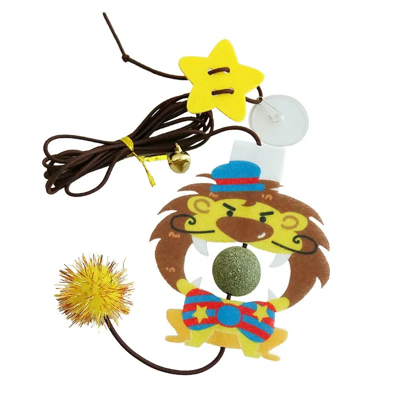 Cat Door Hanging Toy Catnip Antidozer 2 Meters Elastic Lanyard-Circus Lion Style 1 each