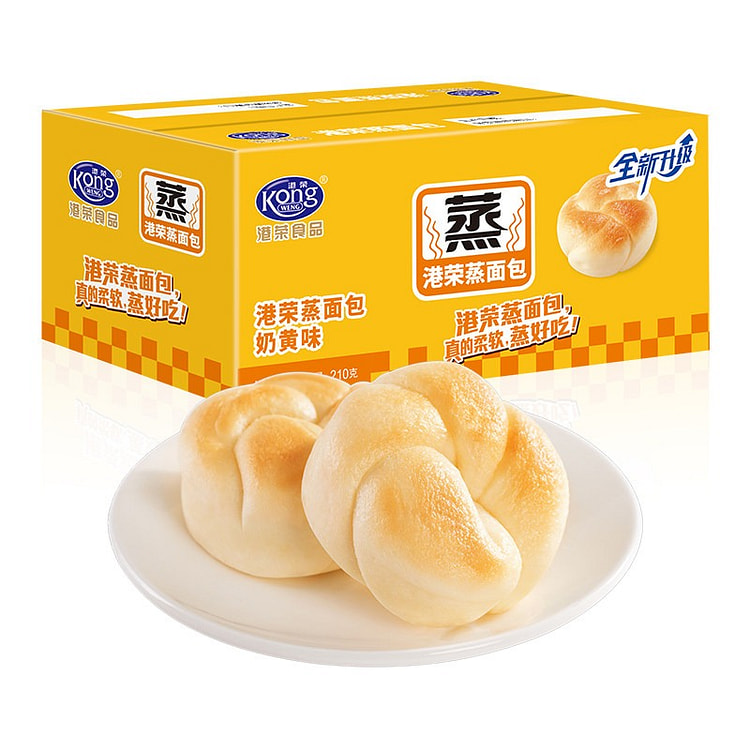 港荣奶黄味蒸面包早餐蛋糕孕妇零食休闲营养饱腹食品 210 克