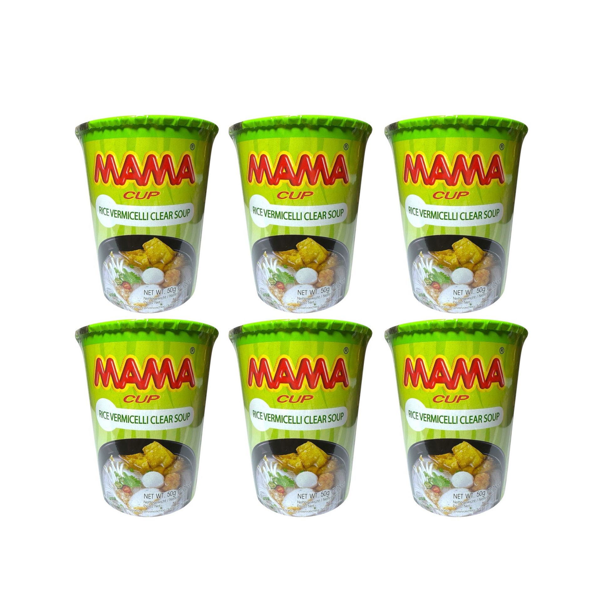 MAMA Rice Vermicelli Clear Soup Combo 50g Cup x 6 count
