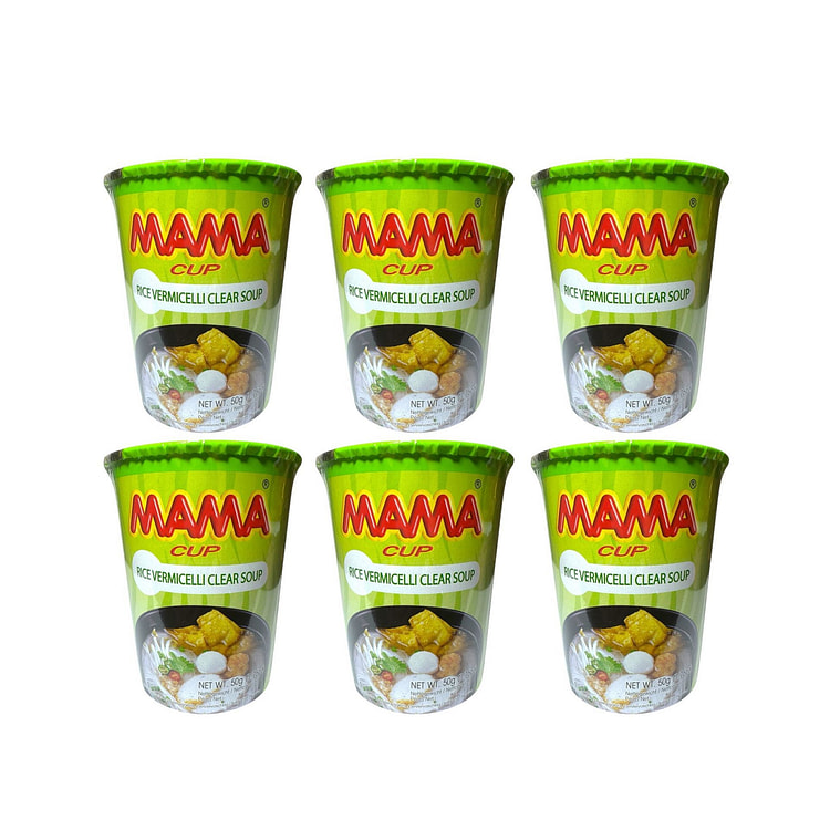 MAMA Rice Vermicelli Clear Soup Combo 50g Cup x 6 count