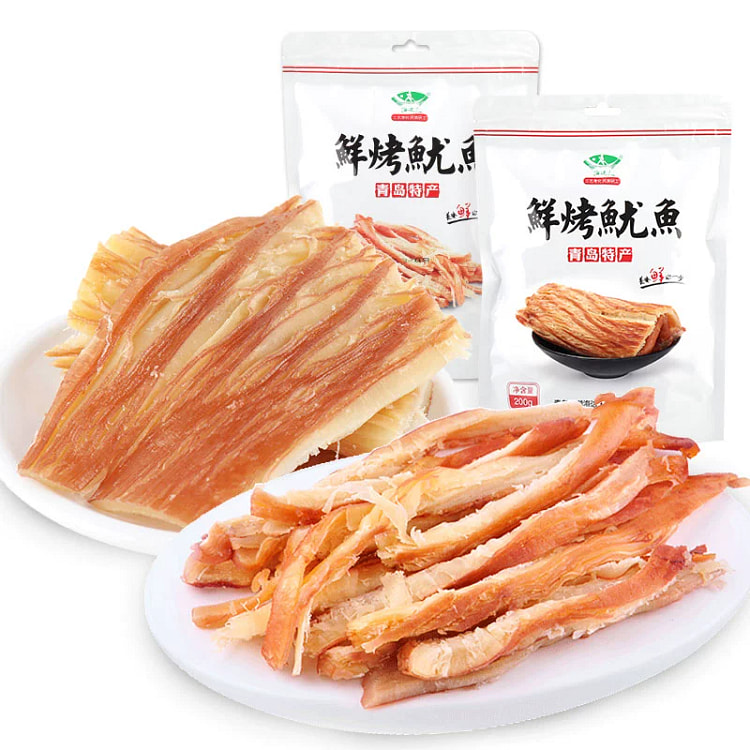 海边人 手撕鱿鱼条200+风琴鱿鱼200g 海鲜零食解馋小吃休闲即食海味