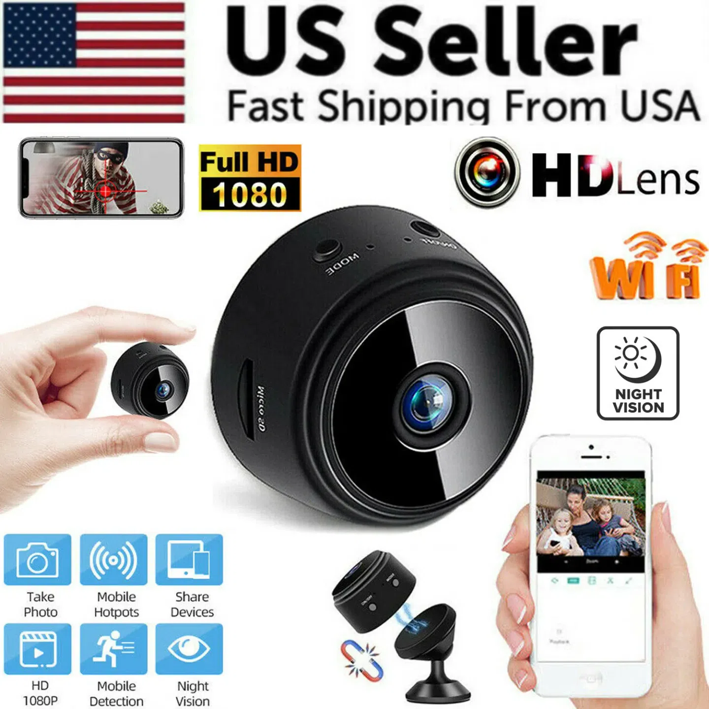 Mini Wireless Record Camera WiFi IP Home Securit 1 case