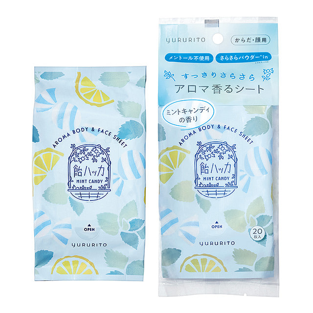 YURURITO 面部和身体用湿巾 薄荷20枚 1 份