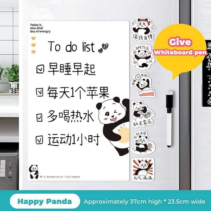 Free Stickers & Pen-Magnetic Memo Mini Whiteboard-Happy Panda 1 カウント