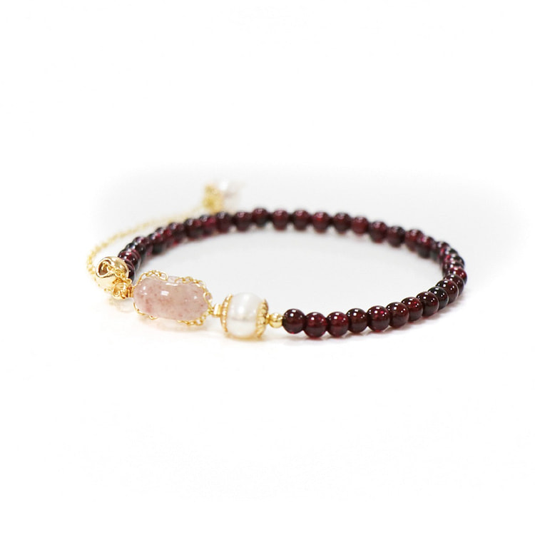 MAZUBUYBUY Zhenlan  Quartz Garnet Bracelet 1pcs
