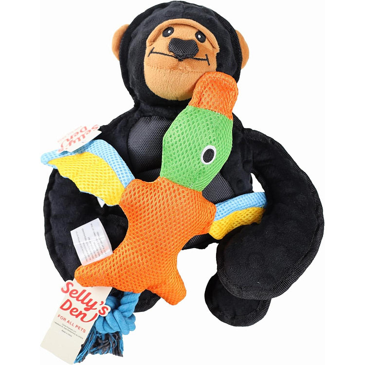 黑色大猩猩和鸭子2件装组合狗玩具 2 个