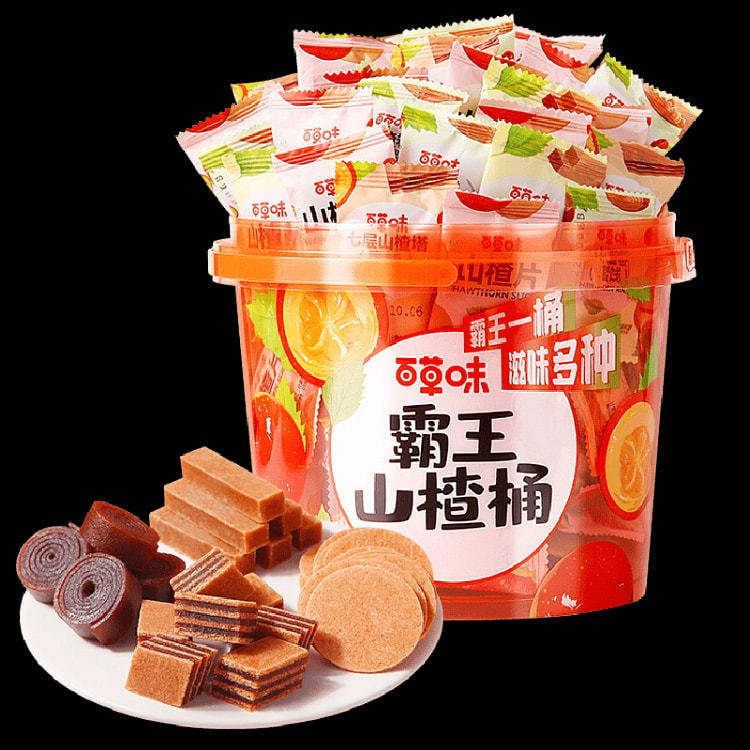 百草味 霸王山楂桶550g*1桶 山楂条卷蜜饯果干休闲办公室小吃零食