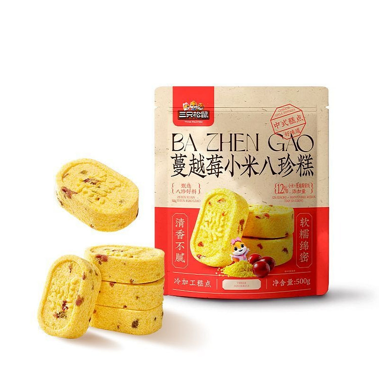 三只松鼠蔓越莓小米八珍糕芡实健康早餐糕点500g 500 克